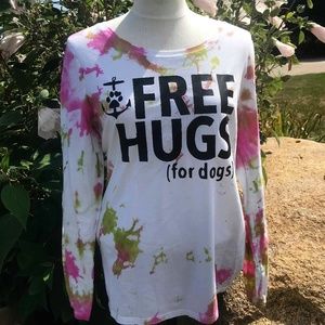 Free Hugs ( For Dogs) Long Sleeve Tie-Dye Shirt